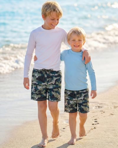 Kids' Camo Swim Trunks with Compression Liner 10-12 Years Boys Swimwear
