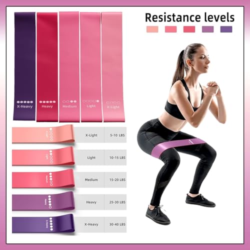 Yoga Pilates Ring Set - 18 Pcs Fitness Kit for Women - Pink