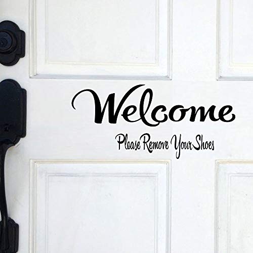 Welcome Please Remove Your Shoes Vinyl Wall Decal Home DIY Entryway Lettering Wall Words
