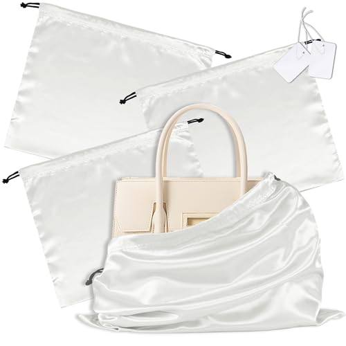 Drawstring Satin Dust Bags 3 Pack - White 19.6 x 15.7 in