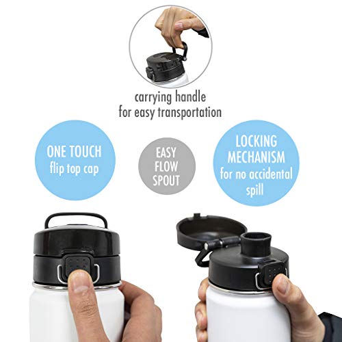 One-Touch Bottle Lid for MIRA Sierra Wide Mouth Bottles - Black, 1 Pack