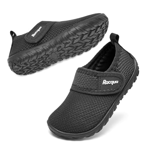 Racqua Toddler Water Shoes - Baby & Kids Swim Slip-On Shoes, Black, Size 6