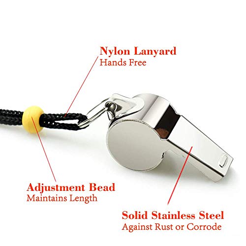 Stainless Steel Whistle Set - 2 Pack with Lanyards for Coaches & Officials