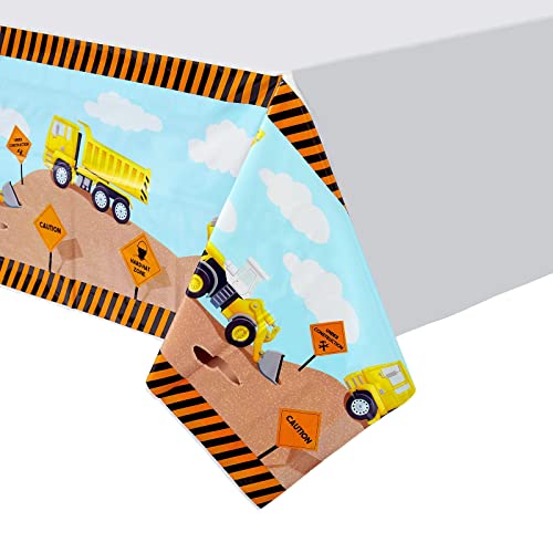Plastic Construction Tablecloth - 54 x 108 in, 3-Pack for Parties