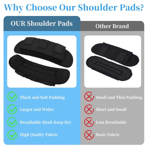 Black Shoulder Strap Pads for Bags 2 Pack - Adjustable Backpack & Sling Strap Cushions