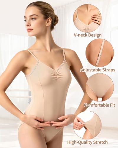 iMuchic Women's Beige Small Leotard for Dance & Ballet Practice