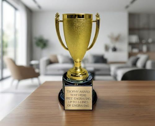 Custom Engraved Trophy Cup – 7.5" Gold Award Trophy - Personalize Your Text