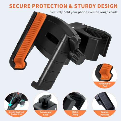 Golf Cart Phone Holder with 360° Rotation and Quick-Release Clamp