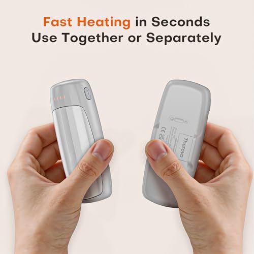 Therova Gray Rechargeable Hand Warmers 2 Pack, 5 Heat Levels, Fast Heating