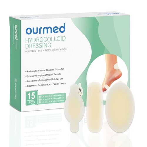 Hydrocolloid Gel Bandages - 15 Count Waterproof Blister Pads