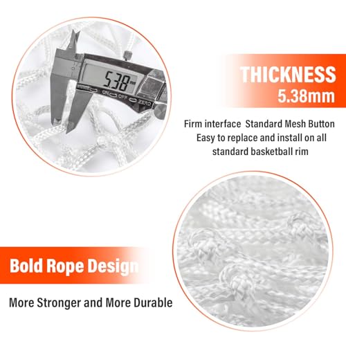 Heavy Duty Basketball Net Replacement - 12 Loop Nylon Outdoor Hoop Net