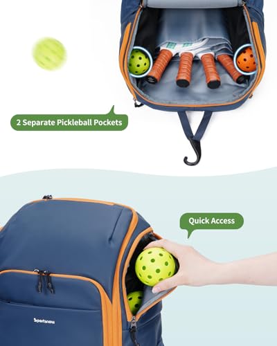 sportsnew Waterproof Pickleball Bag with Shoe Compartment, Navy Blue