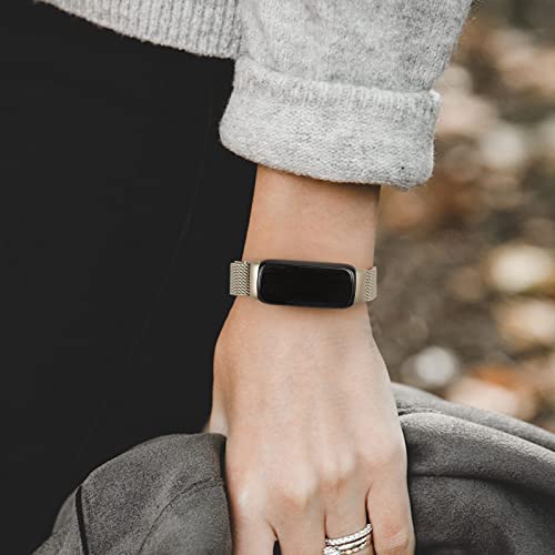 Stainless Steel Mesh Loop Bands for Fitbit Inspire 3 - Adjustable Magnetic Wristband Replacement