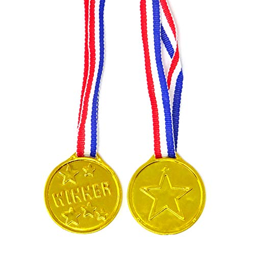 24PCS Gold Plastic Winner Award Medals for Parties & Sports