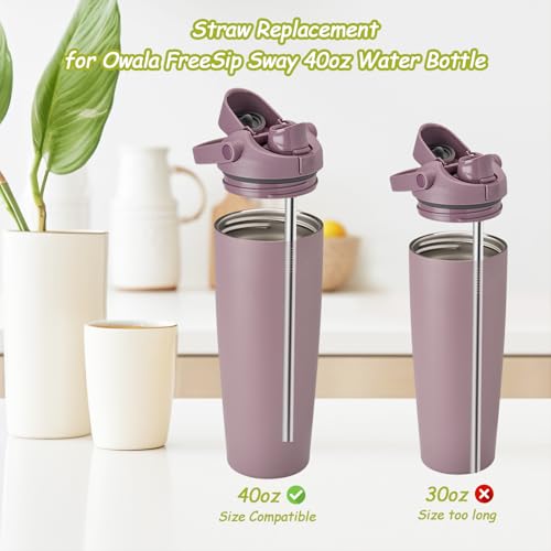 Reusable Metal Straws for Owala FreeSip Sway 40oz Water Bottle - 6 Pack