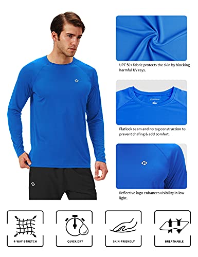 NAVISKIN Men's UPF 50+ Long Sleeve Sun Protection Rash Guard Shirt - Royal Blue, Large
