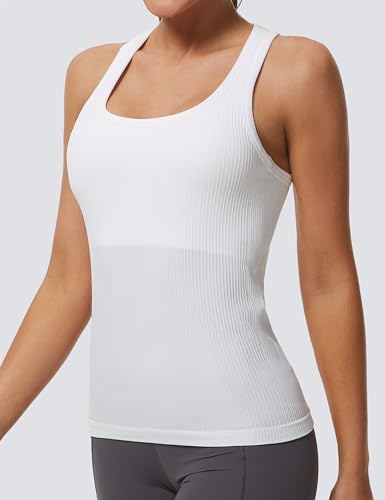 Seamless Workout Tank Top for Women - White, Small
