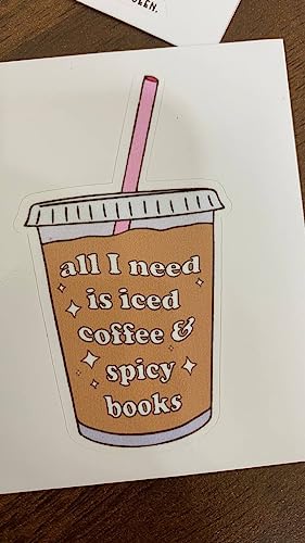 Iced Coffee & Spicy Books Vinyl Sticker - 2-Inch Bookish Decal for Laptops