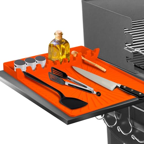 Large Silicone Grill Mat with Drip Pad - Orange, Heat Resistant & Non-Slip