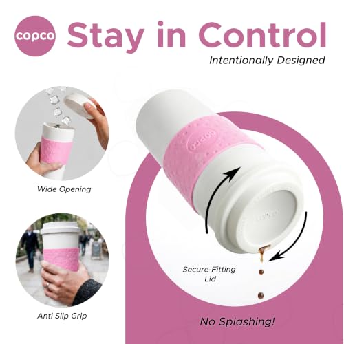 Copco Acadia Travel Mug 16oz Bubble Gum Set of 2 - Half-Close Seal BPA-Free