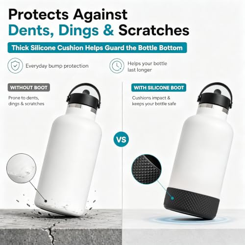 64oz Silicone Water Bottle Protector - Black for Hydro Flask