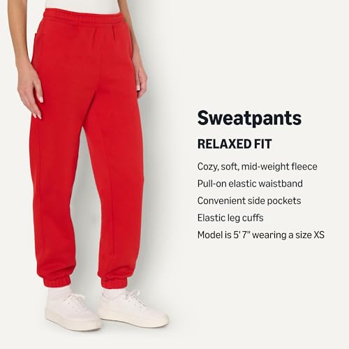 High-Rise Relaxed-Fit Women's Jogger with Elastic Waist - Medium / Red