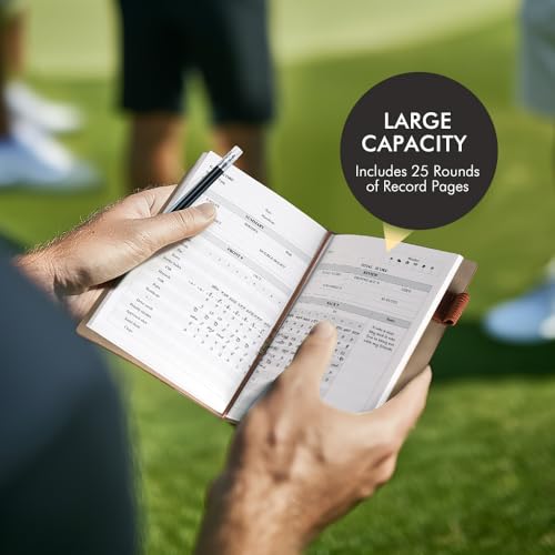 Golf Scorecard Book with Pencil - Splashproof PU Leather, Brown