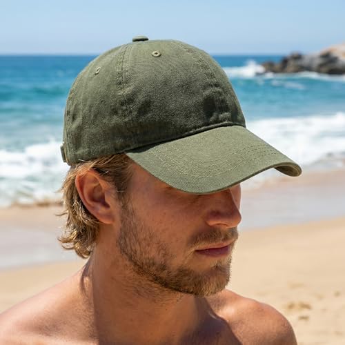 Unstructured Cotton Baseball Cap - 2 Pcs Navy Blue & Olive Green