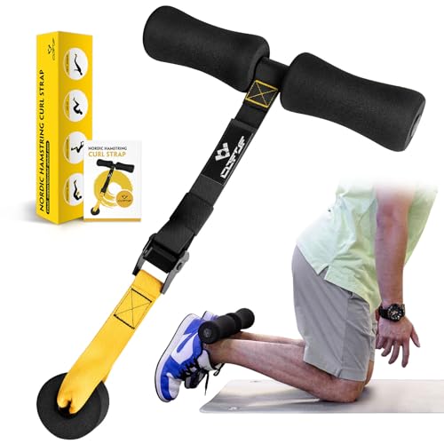 Bright Yellow Nordic Hamstring Curl Strap for Strength & Recovery - 420 LB Capacity