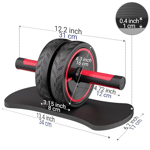 Ab Roller Wheel with Knee Pad - Heavy Duty Dual Wheel Design