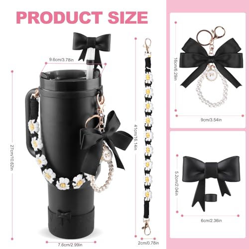 Cute Bow Accessories Set for Stanley Cup - Black