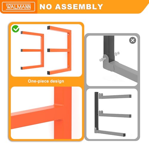 WALMANN Garage Wall Mounted Lumber Storage Rack, Overhead Heavy Duty One-Piece Design Lumber Rack for Woodworking Shop(1 Pair)