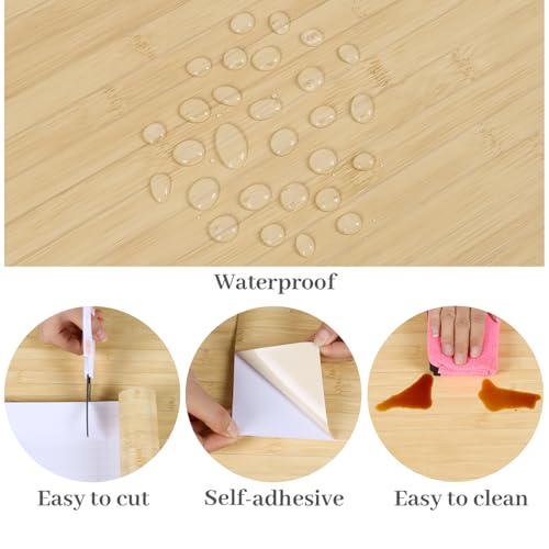 VaryPaper 15.7" x 78.7" Bamboo Wood Slat Wallpaper Peel and Stick Light Wood Contact Paper for Countertops Waterproof Cabinet Vinyl Wrap Removable Self Adhesive Wooden Wallpaper for Bedroom Kitchen