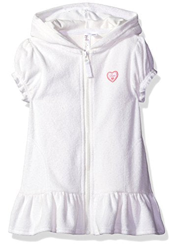 Pink Platinum Girls Hooded Terry Cloth Ruffled Swim Cover Up Dress for Kids
