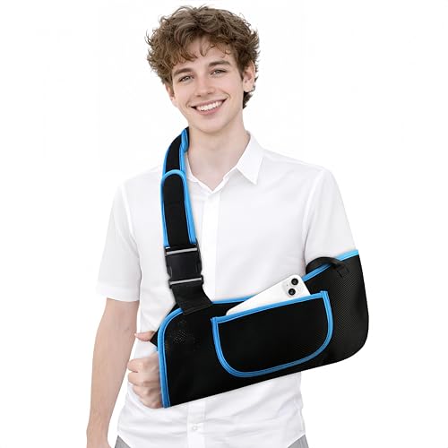 Quiheat Black/Blue L Arm Sling Shoulder Immobilizer for Rotator Cuff Support