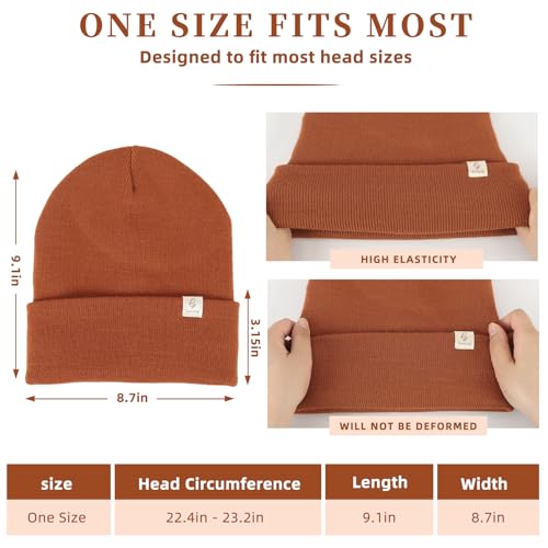 Satin Lined Beanie - Warm Silk Lined Hat for Winter - One Size Caramel