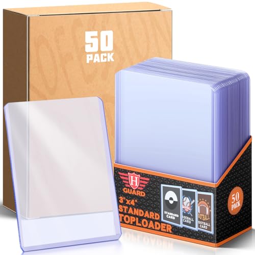 50 Count Hard Plastic Toploaders for Trading Cards - 3" x 4"
