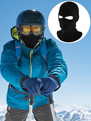 Knitted Ski Mask Full Face Cover Neck Gaiter - Black, Small-Medium