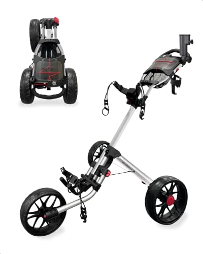Lightweight Golf Push Cart - Foldable Aluminum - Silver