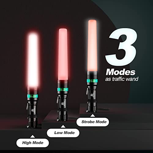 RoadHero 4 Pack Traffic Wand, 11 Inch Flashlight Led Traffic Control Baton, Small Orange Safety Wands, Air Marshaling Wand with 5 Flashing Modes, Night Signal Light for Airport, Parking Directing