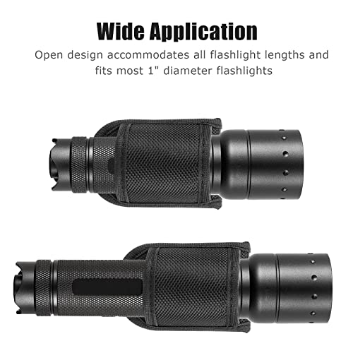 Flashlight Holster for Duty Belt - Nylon Compact Light Holder - Black 1 Pack