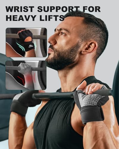 Trideer Weight Lifting Gloves Women & Men Black Medium with Wrist Support