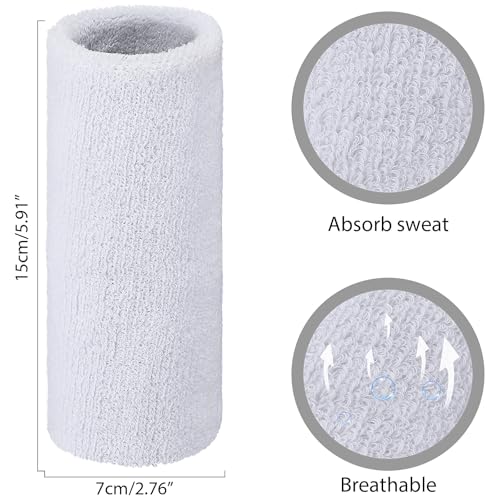 Wrist Sweatbands - Elastic Sport Wristbands for Working Out - White