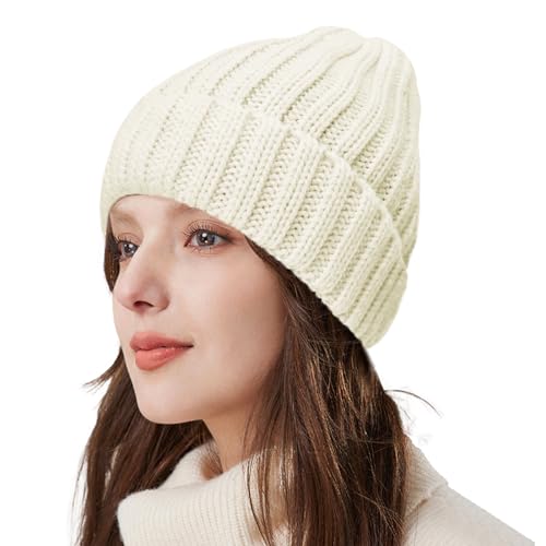 Winter Beanie for Women - Soft Warm Slouchy Knit Hat - Beige