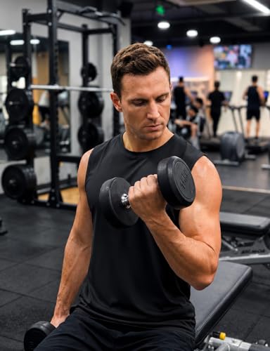 Men's Sleeveless Workout Tank Top - Quick Dry, Large, Black