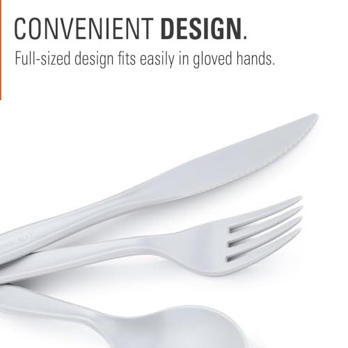 Full-Size Camp Cutlery Set - 3 Pc Utensils, Eggshell White