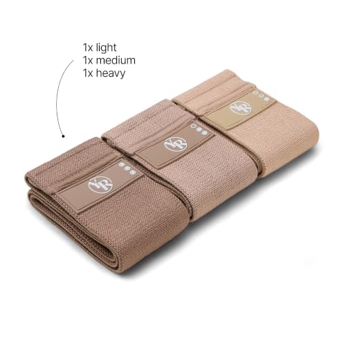 Fabric Booty Bands Set - 3 Resistance Levels for Pilates - Mocha