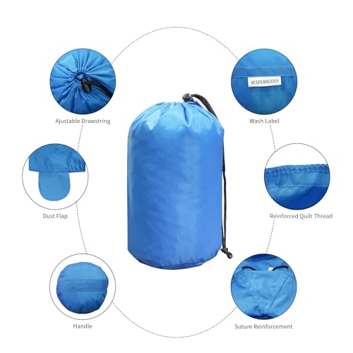 VESPERBUDDY 5-Pack Ultralight Drawstring Storage Bags for Camping & Travel, Multiple Sizes