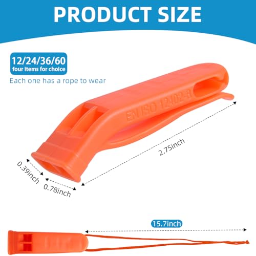 Emergency Safety Whistles 12 Pack with Lanyard - 120dB Loud
