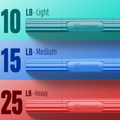 FitBeast Flex Therapy Bar Set of 3 - Green, Blue, Red Resistance for Tendonitis